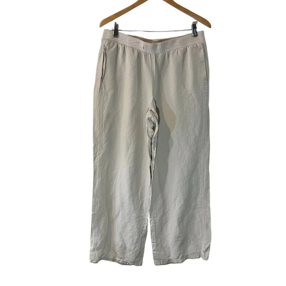 Lane Bryant Beige Linen Blend Pants Plus Size 14 16 Pull On Pockets Nude Neutral - Picture 1 of 7